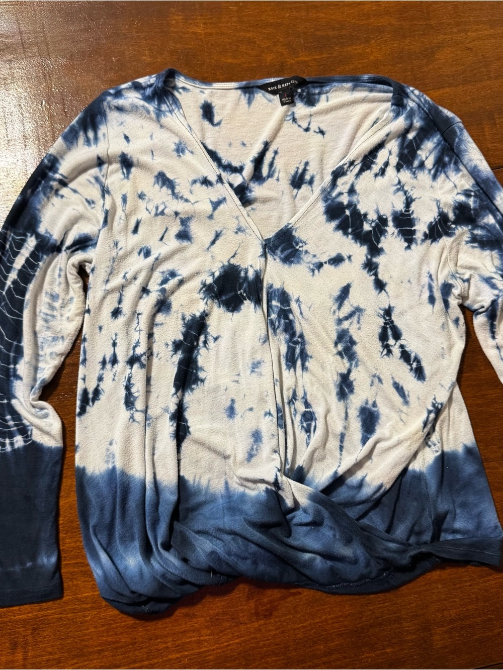 Rock & Republic Tie-Dye V-Neck Wrap-Around Top